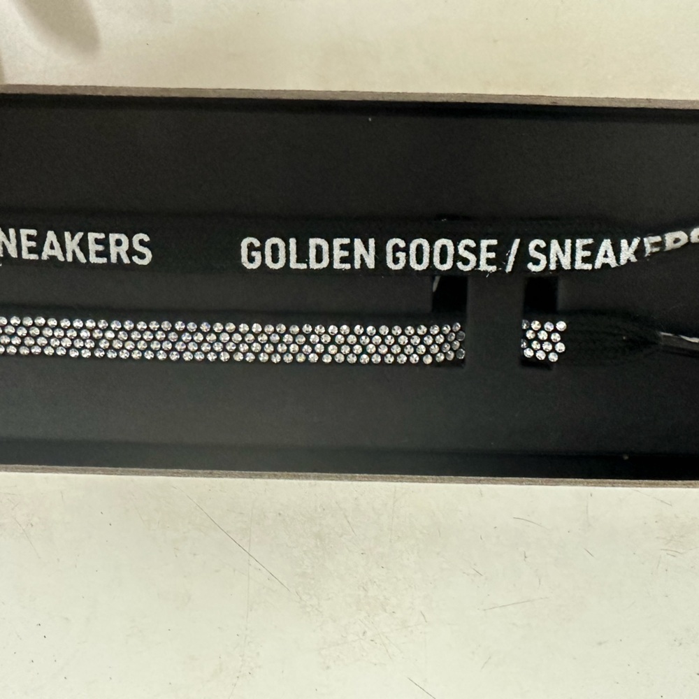 Black laces with Swarovski crystal rhinestone studded golden goose laces